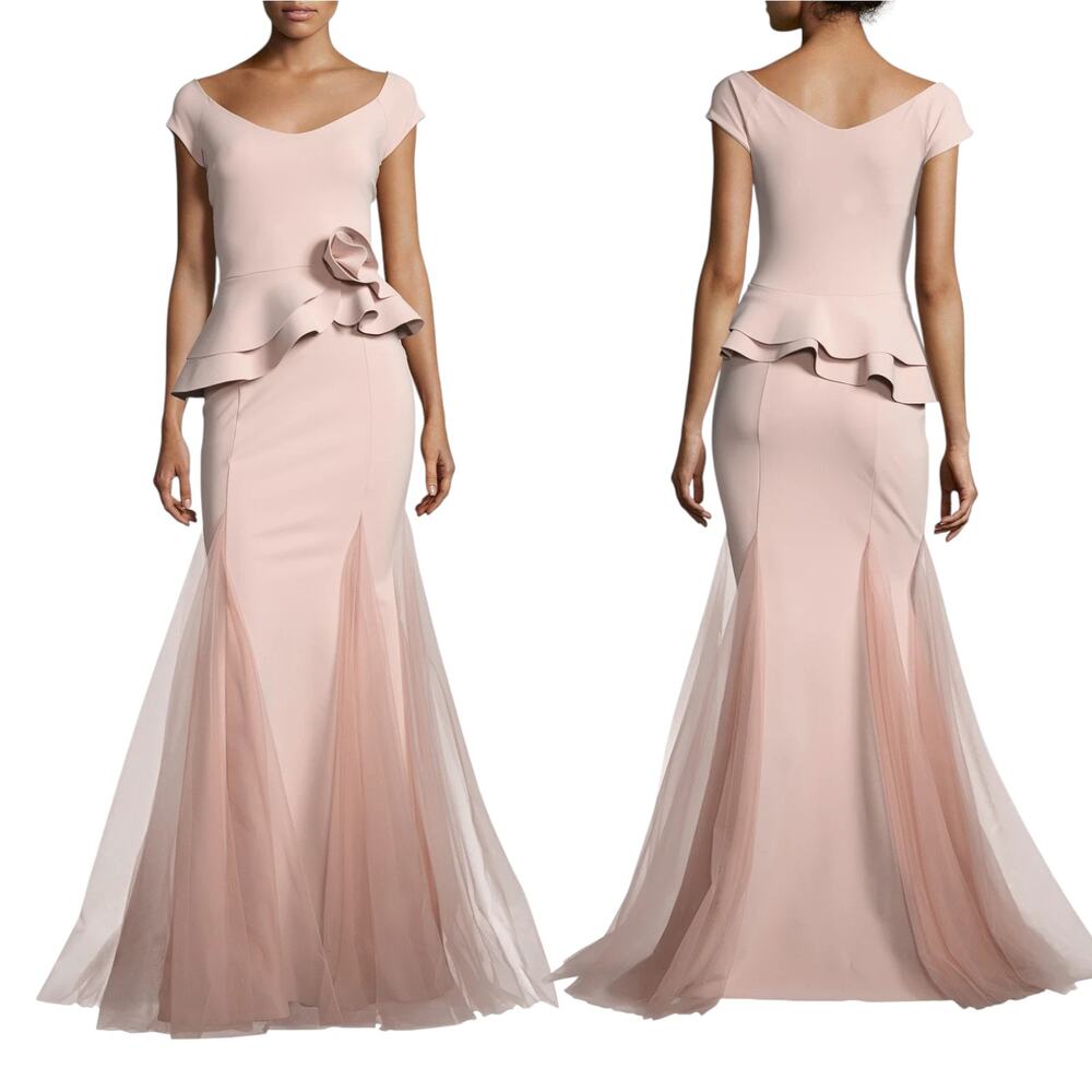 Chiara Boni Size Italian 52 Lady Illusion Maxi Dress Blush‎ Pink Formal Gown
